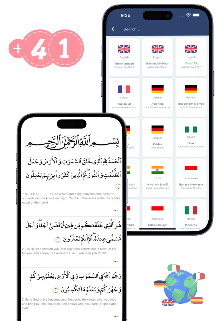 Holy Quran with multiple language translations