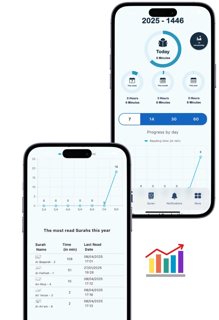 Quran reading statistics and user progress overview