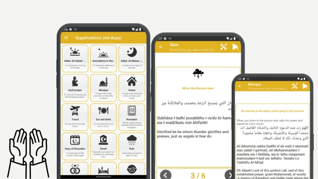 Islamic Supplication App with Duas for Mosque, Travel, Rain and More